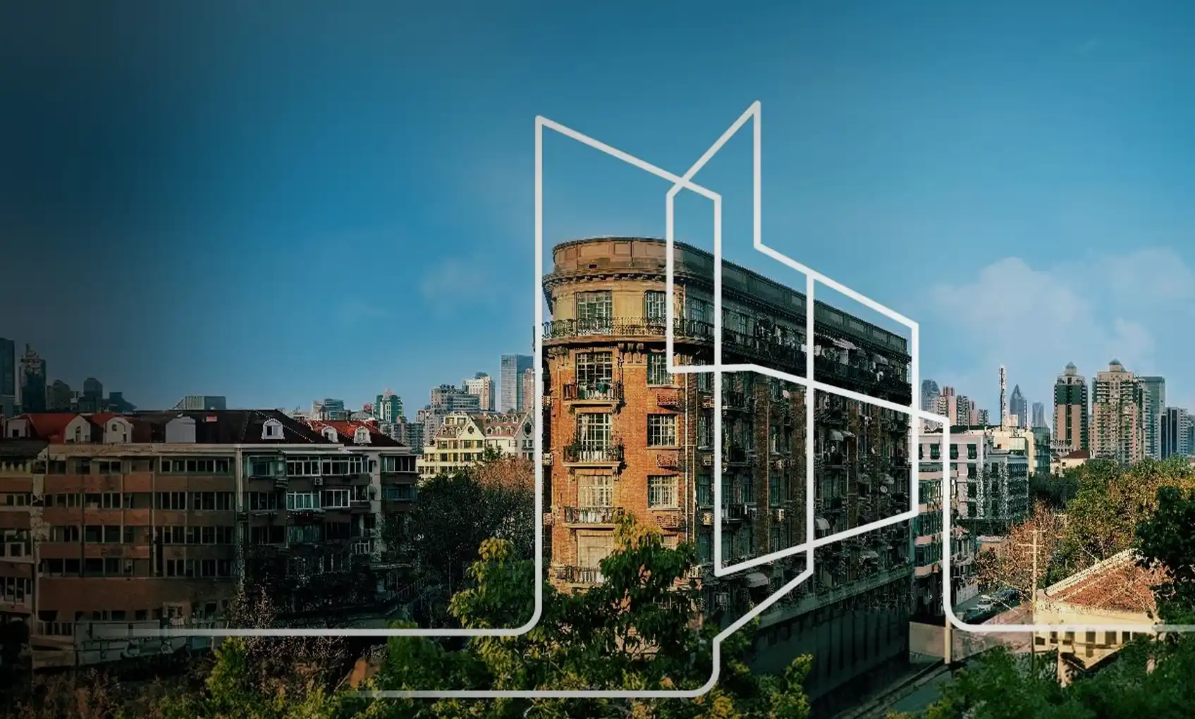 Modern architectural renovation concept showing transformation and restoration of an urban residential building.